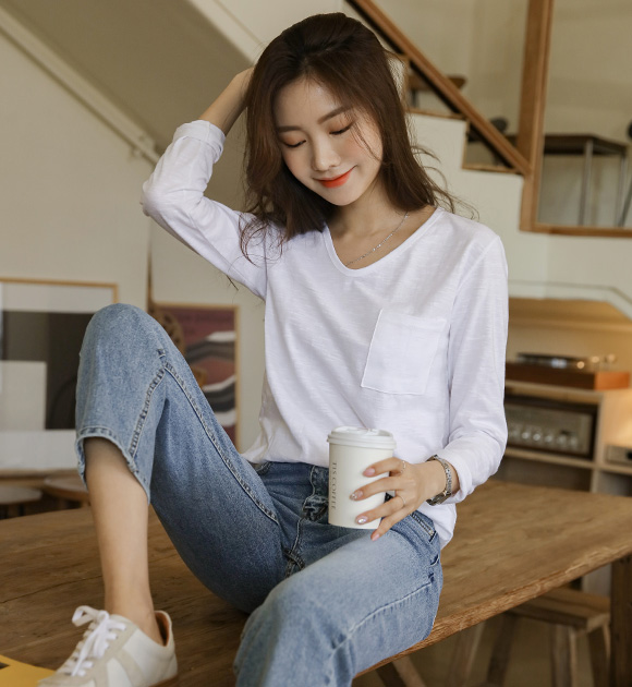 <br>9DA19309DD_ Eddie Pocket Slub v-necked tee tee