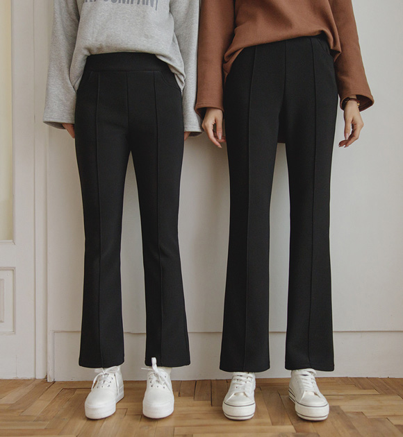 9DO0020JJ_ Twin pintuck thick brushed bootcut pants (Long&Short 2type)
