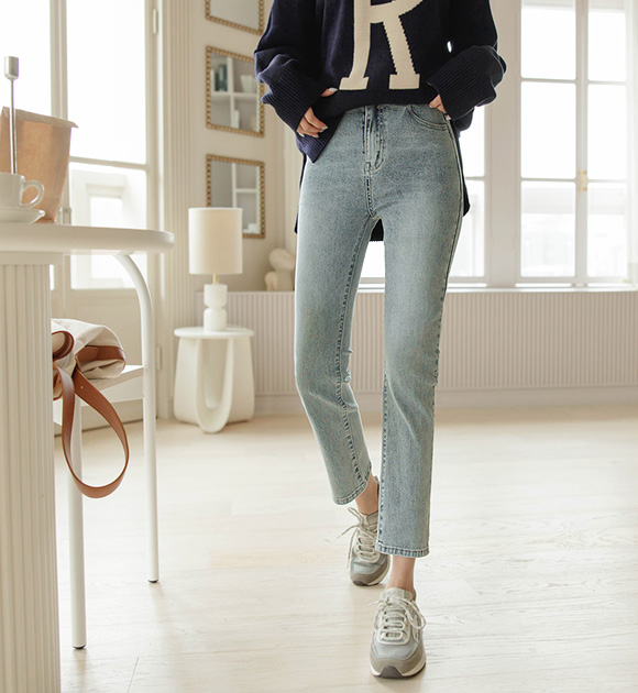 9DA23706JJ_No cut hidden banded Straight jeans(Short&Medium&Long 3type)