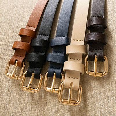 6DA25770HH_stitching gold buckle slim belt
