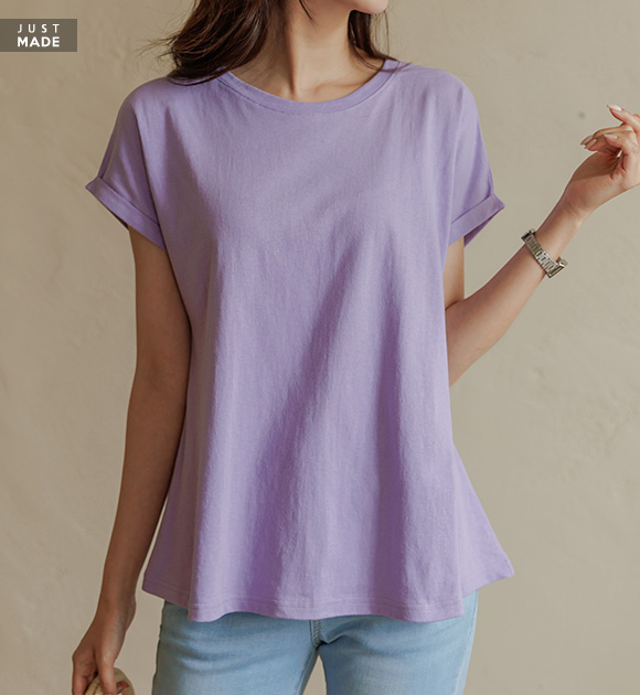 8OA0544HH_Giril A-line turn-up drop tee