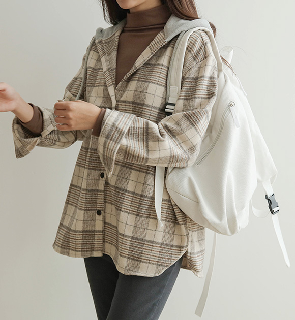 <br>9DA18164HH_lining checkered hoodie brushed shirt