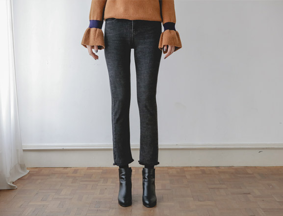 <br>7DA11641BB_2-ply fabric straight crop jeans