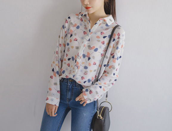 <br>7DA12212CC_Roan printed rolled-up Blouse