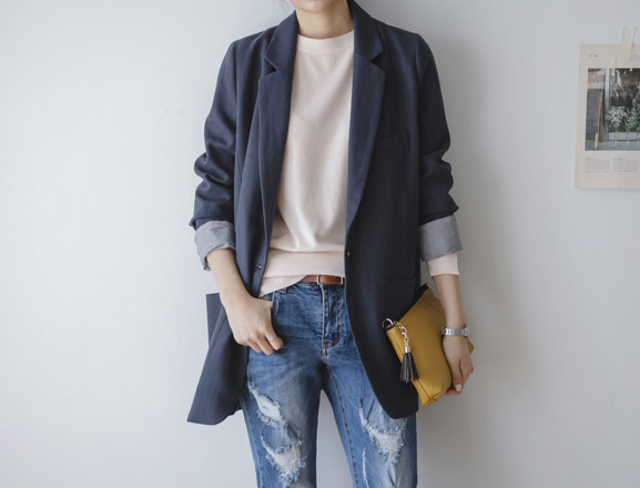 <br>7DA12255CC_French sleeve color combination Jacket
