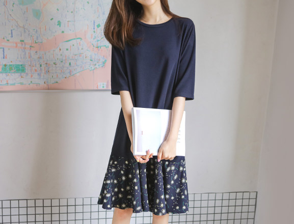 <br>6DA12434BB_Paper Short-sleeve Flower Skirt Dress