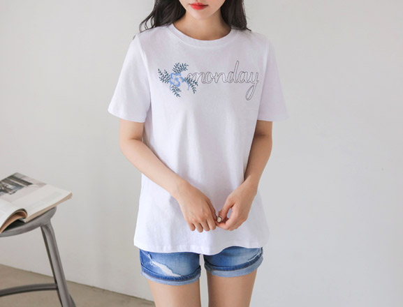<br>EA00026CC_Monday Embroidery Short-sleeved shirt