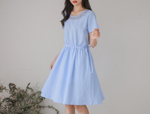 <br>7EA00023AA_See-through neck string dress