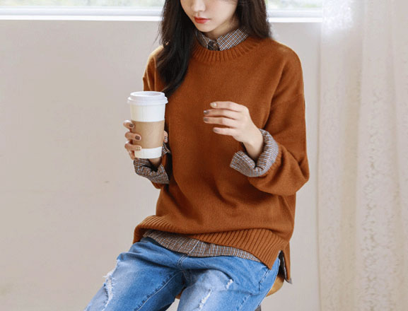 <br>9DA15367BB_Latte Basic Wool knit wear