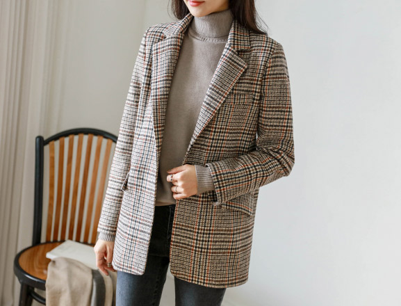 <br>7DA15381DD_Bianca checkered wool jacket