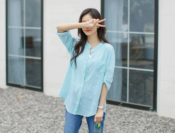 <br>8DA16876GG_Domina color striped Chinese shirt