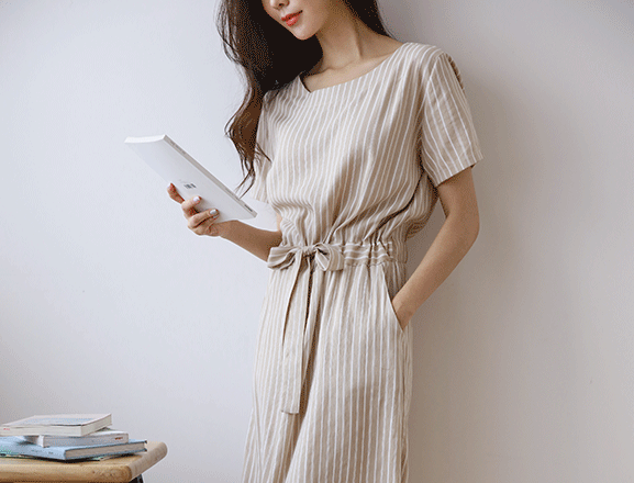 <br>8DA17119AA_ Carby back banded striped dress
