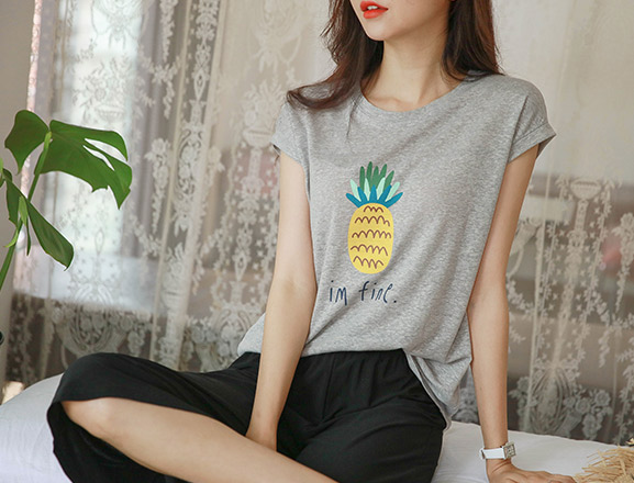 <br>7DA17216AA_Kai Pineapple Cap Sleeve T-shirt