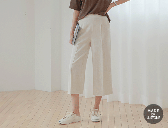 <br>9OA0243GG_Soft Linen side slit wide pants