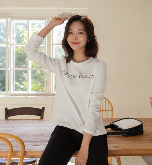 8OA0553HH_Keira semi-crop lettering tee (2size)