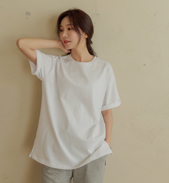 5DA27105JJ_[J-BASIC] Side Slit Short-sleeve & Long-sleeve Layered Tee (Short & Long 2 types)