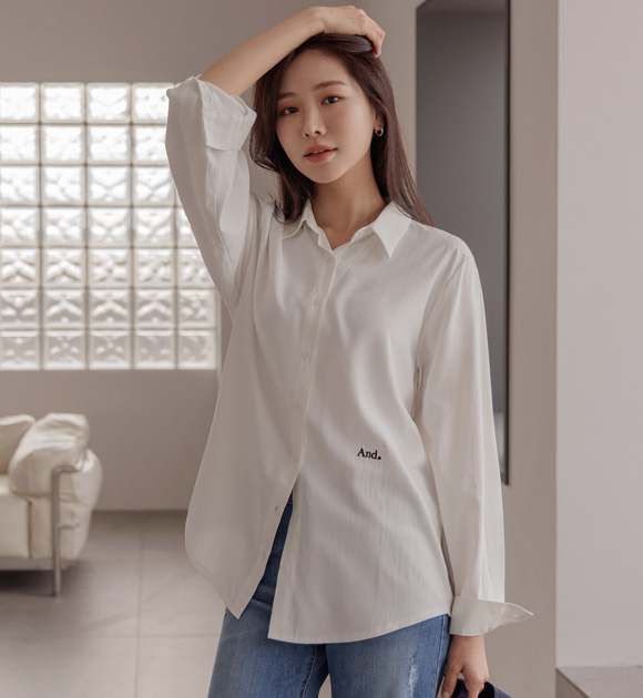 6AD0013JJ_Chic AND Embroidery Wrinkle Free Shirt
