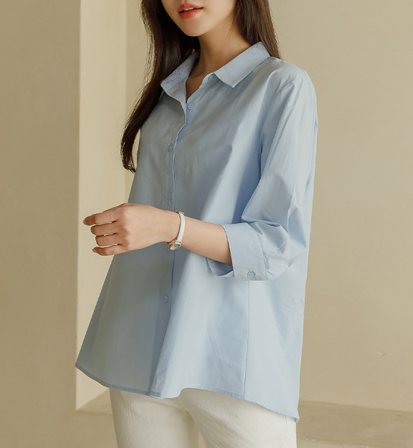 6OA0579HH_ Pretty fit A-line Cropped sleeve shirt