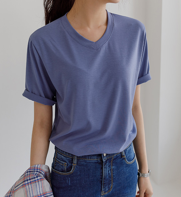 5DA27504HH_[J-BASIC] 1+1 Nuri Soft V-necked tee Short-sleeved shirt