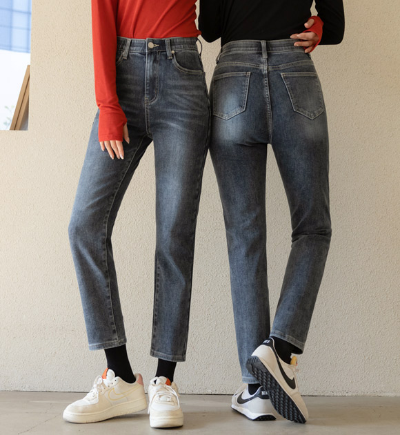6DA26558JJ_Heat warm double woven brushed straight jeans (Short&Basic 2type)