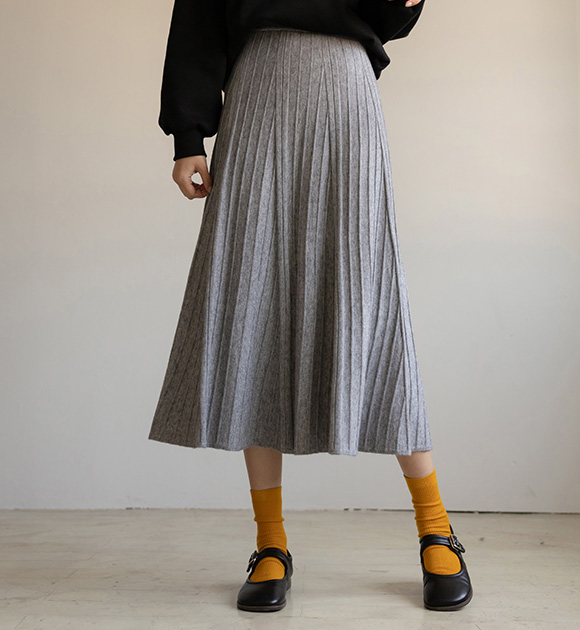 5FO0183AA_Neoru Flare Banded knit wear Skirt