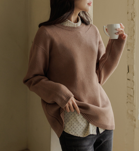 8FO0191AA_ Sweater fit thick round knit wear