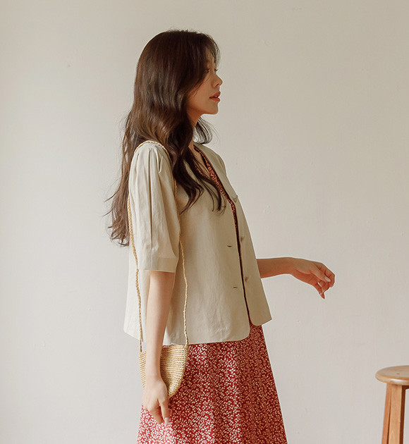 8DA27807AA_ Denier Linen collarless Jacket