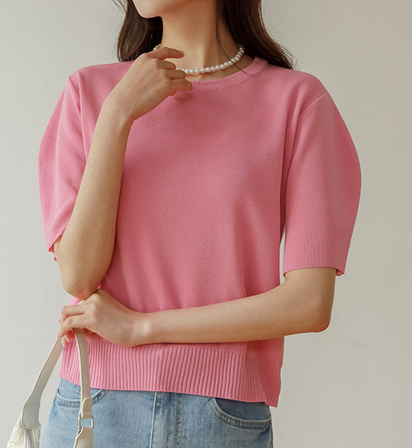 8DA27799KK_Soohol Summer Puff Short Sleeve Knit (Round/collar)
