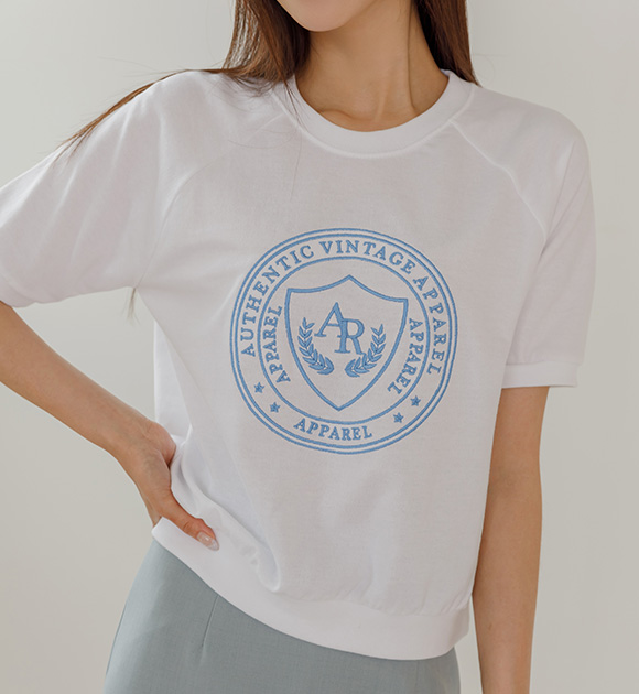 6DA28000AA_ AR embroidery short sleeve sweatshirt