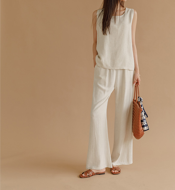 6CS00008KK_[Outfit set] Two-piece linen shirt + Pants