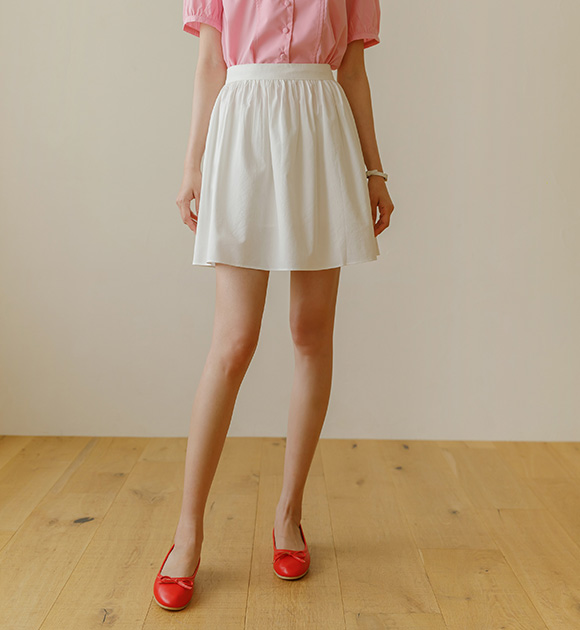 8DA28181HH_ Geum Shirring Flare Cotton Skirt
