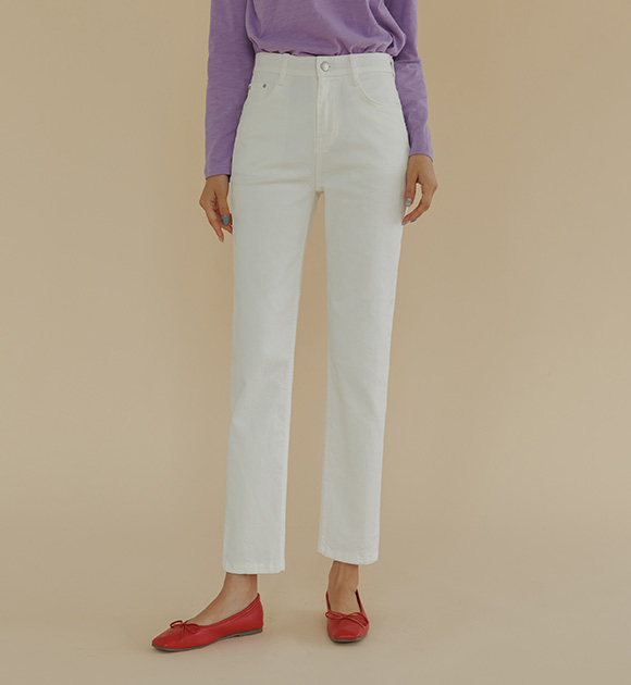 6DA28538HH_[J-BASIC] Reds Cotton spandex Slim Straight Pants