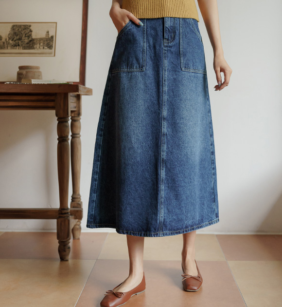 8DA28679AA_Torum Square Pocket A-Line Denim Skirt