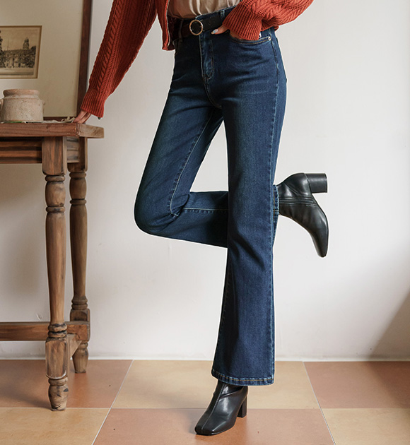 8EJ284KK_Honey spandex autumn deep blue boot cut jeans