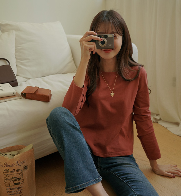 5DA28742KK_[J-BASIC] 4-season semi-crop washed tee (Short-sleeve/Long-sleeve)