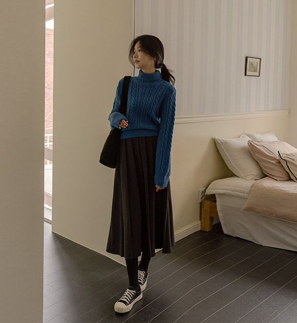 5DA29379NN_Thick Pleats brushed skirt