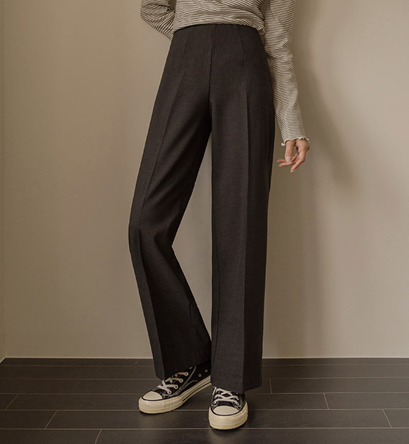 5DA29385NN_In-banding wide brushed slacks without belly fat