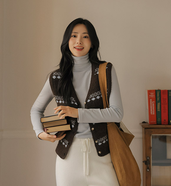 5DA30913JJ_Moldy Jacquard Pattern Wool Knit Vest