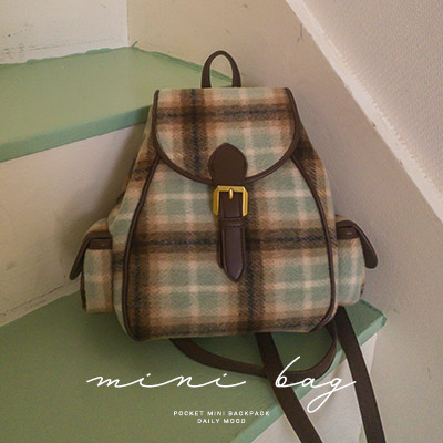 5DA29367NN_Mint chocolate checkered mini backpack
