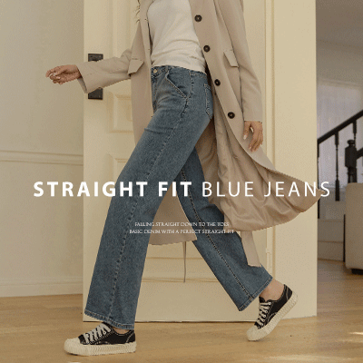 5DA29512SS_New season straight fit blue jeans