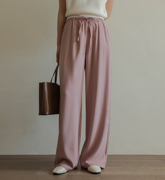 8OA0646LJ_[JUST BETTER] Soft and moist string wide pants