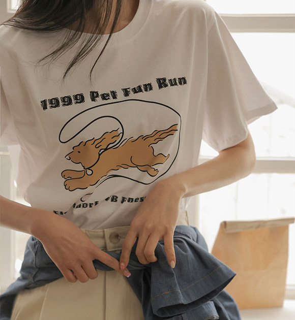 6DA29689NN_Puppy printing Short-sleeved T-shirt