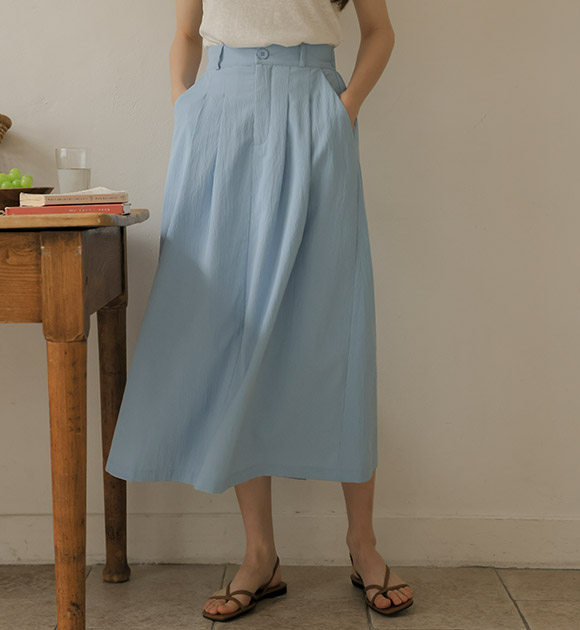 6OA0681LJ_[JUST BETTER] Cooling Back banded wrinkle skirt
