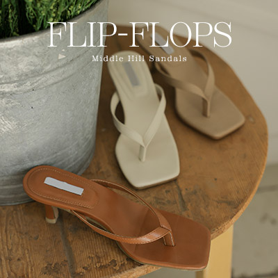 5DD00060NN_Eddie square line flip-flops Midlength heels