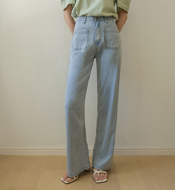 6DA30095NN_Ultralight Tencel Two Pockets Wide Jeans (Short/Long)