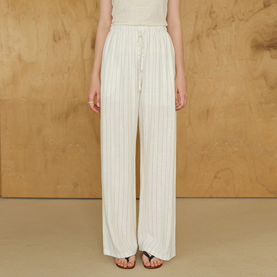 DA30082YY★_[BETTER] Thin Stripe Banded Linen Pants