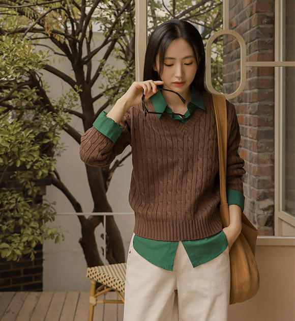 5DA30362LJ_[J-BASIC] Fall Mood Twisted Basic Knitwear (Round/V-necked tee)