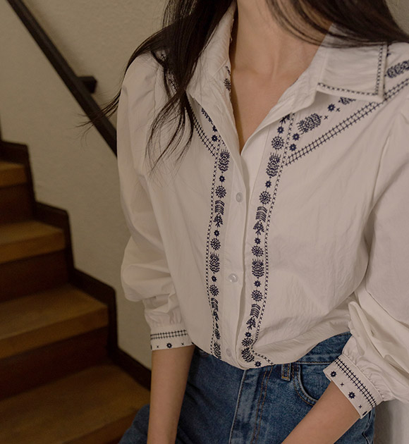 5DA29730NN_Wrinkle-free rustling embroidered shirt