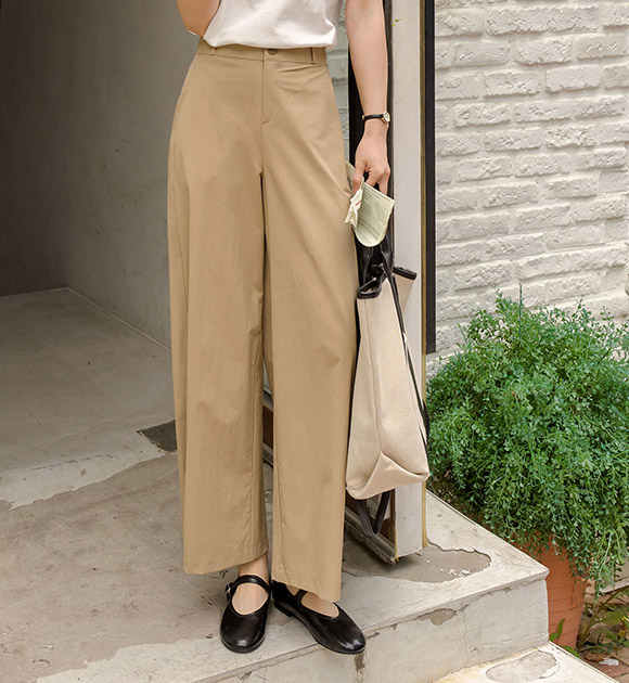 6DA29923JJ_cooling spandex side cut wide slacks