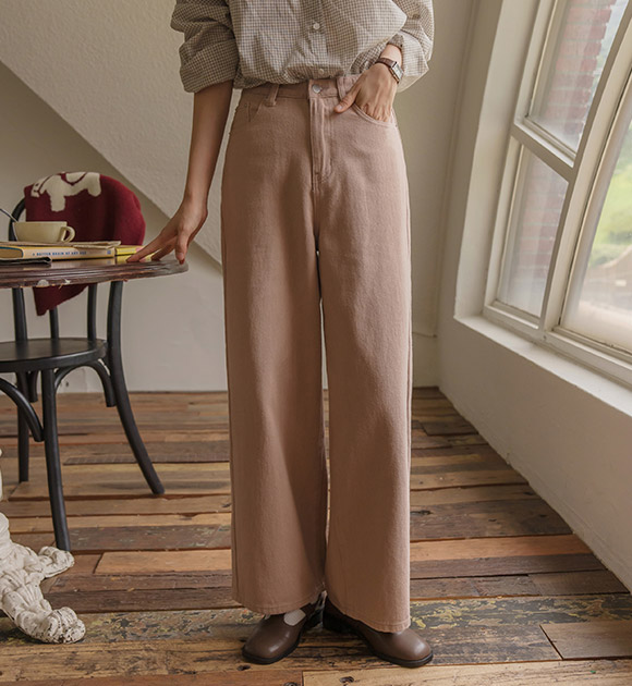 6DA30390NN_Mute Color Hidden Banding Wide Pants (Short/Long)